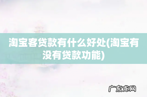 淘宝有没有贷款功能 淘宝客贷款有什么好处