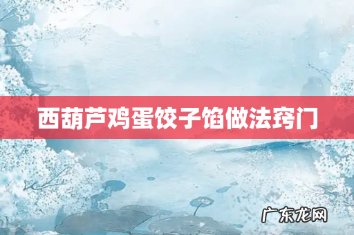 西葫芦鸡蛋饺子馅做法窍门