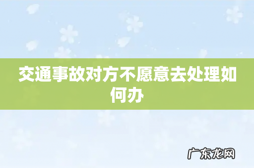 交通事故对方不愿意去处理如何办