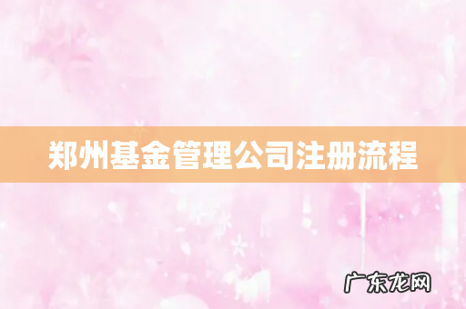 郑州基金管理公司注册流程