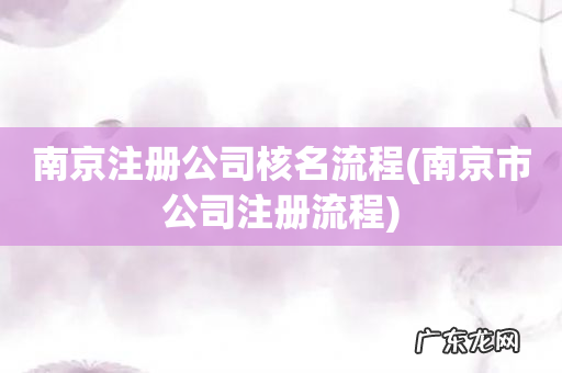 南京市公司注册流程 南京注册公司核名流程