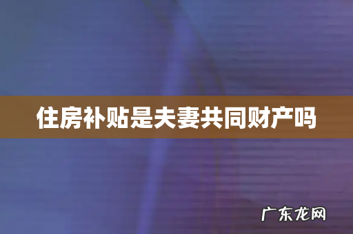 住房补贴是夫妻共同财产吗
