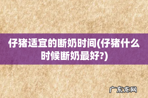 仔猪什么时候断奶最好? 仔猪适宜的断奶时间