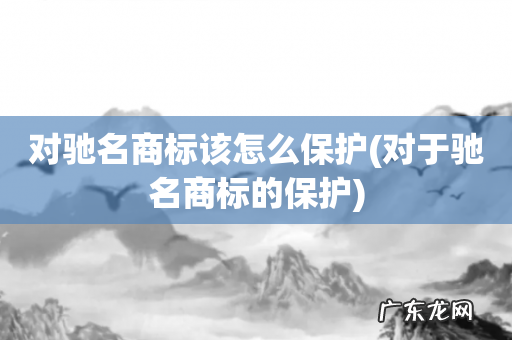对于驰名商标的保护 对驰名商标该怎么保护