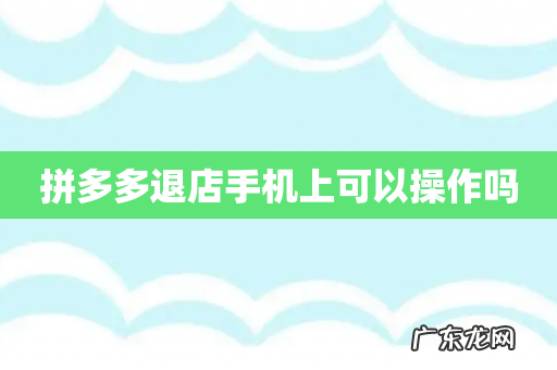 拼多多退店手机上可以操作吗