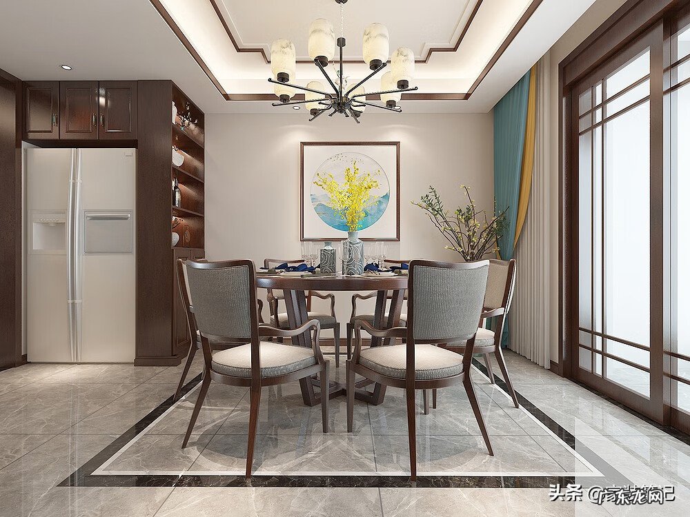 一进门入户花园风水 中式入户玄关效果图