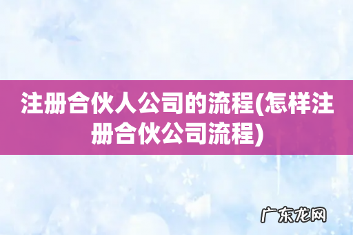 怎样注册合伙公司流程 注册合伙人公司的流程