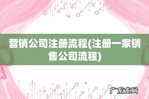 注册一家销售公司流程 营销公司注册流程