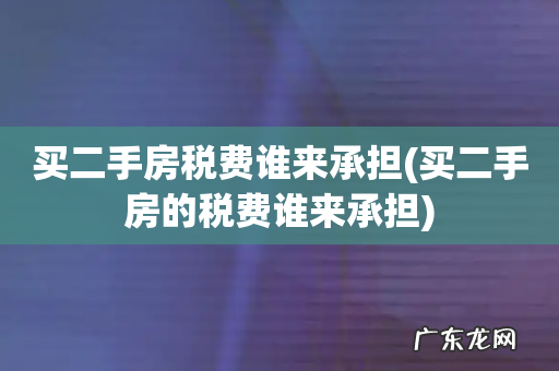 买二手房的税费谁来承担 买二手房税费谁来承担