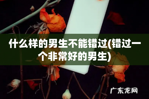 错过一个非常好的男生 什么样的男生不能错过