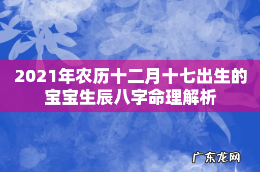 2021年农历十二月十七出生的宝宝生辰八字命理解析