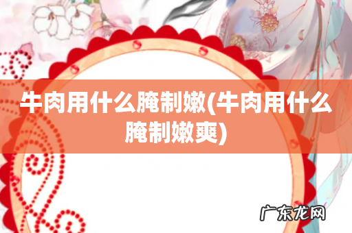 牛肉用什么腌制嫩爽 牛肉用什么腌制嫩