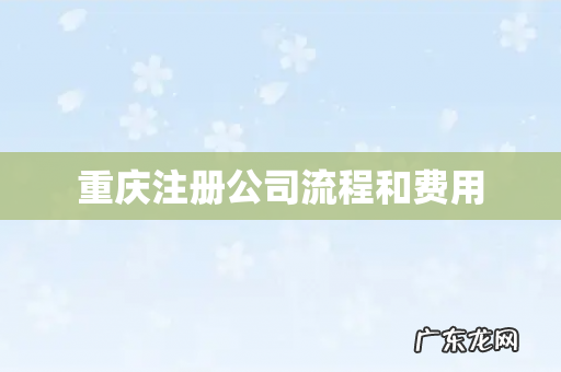 重庆注册公司流程和费用