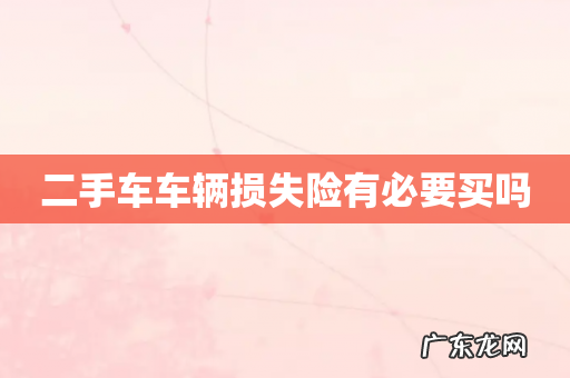 二手车车辆损失险有必要买吗