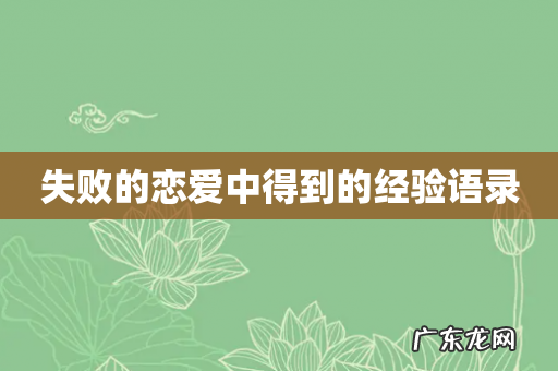 失败的恋爱中得到的经验语录