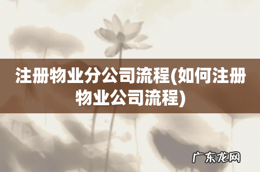 如何注册物业公司流程 注册物业分公司流程