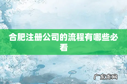 合肥注册公司的流程有哪些必看