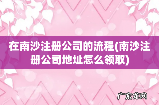 南沙注册公司地址怎么领取 在南沙注册公司的流程