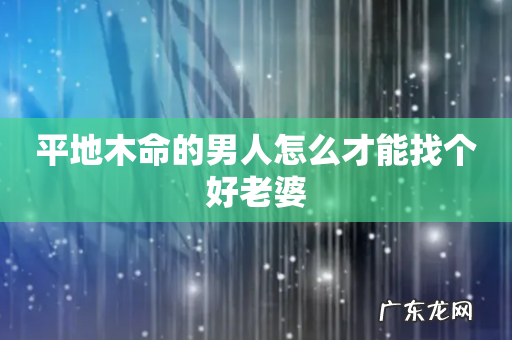平地木命的男人怎么才能找个好老婆