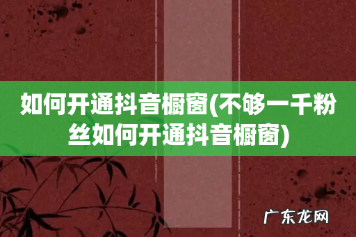 不够一千粉丝如何开通抖音橱窗 如何开通抖音橱窗