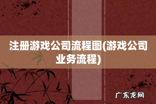 游戏公司业务流程 注册游戏公司流程图