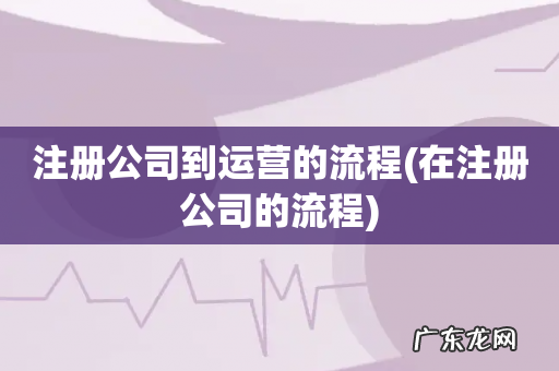 在注册公司的流程 注册公司到运营的流程