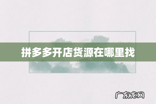 拼多多开店货源在哪里找