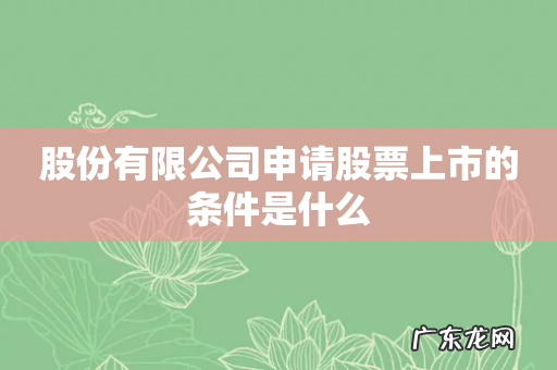 股份有限公司申请股票上市的条件是什么