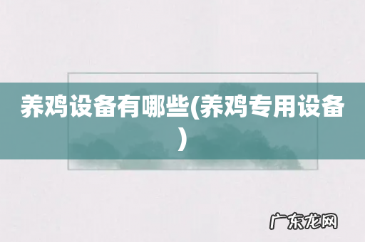 养鸡专用设备 养鸡设备有哪些