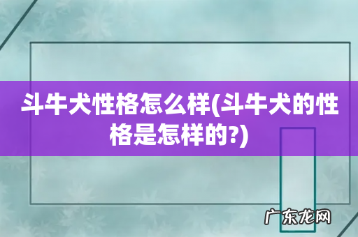 斗牛犬的性格是怎样的? 斗牛犬性格怎么样