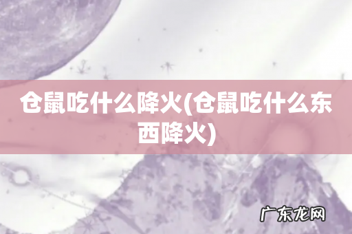 仓鼠吃什么东西降火 仓鼠吃什么降火