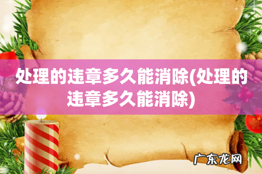 处理的违章多久能消除 处理的违章多久能消除