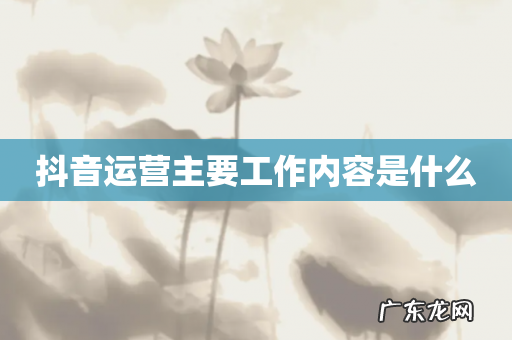 抖音运营主要工作内容是什么