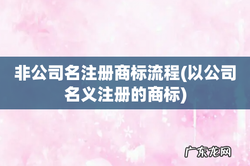 以公司名义注册的商标 非公司名注册商标流程