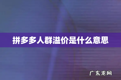 拼多多人群溢价是什么意思