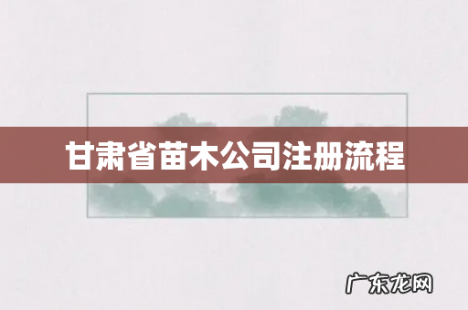 甘肃省苗木公司注册流程