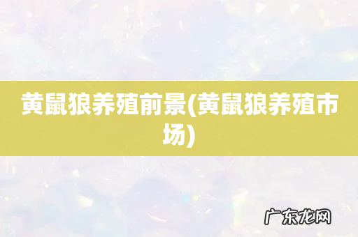 黄鼠狼养殖市场 黄鼠狼养殖前景