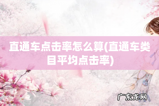 直通车类目平均点击率 直通车点击率怎么算