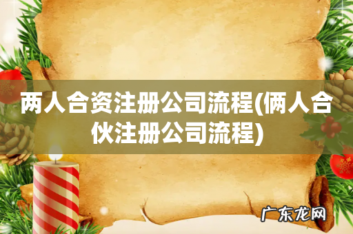 俩人合伙注册公司流程 两人合资注册公司流程