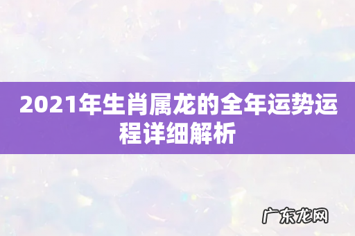 2021年生肖属龙的全年运势运程详细解析