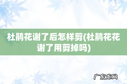 杜鹃花花谢了用剪掉吗 杜鹃花谢了后怎样剪