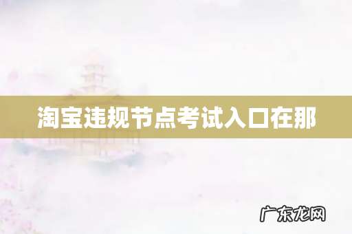 淘宝违规节点考试入口在那