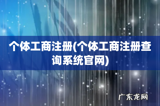个体工商注册查询系统官网 个体工商注册