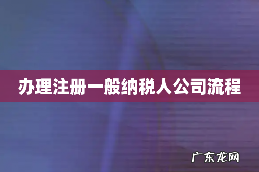 办理注册一般纳税人公司流程