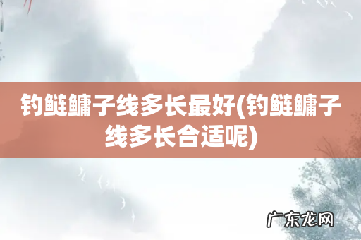 钓鲢鳙子线多长合适呢 钓鲢鳙子线多长最好