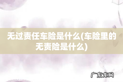 车险里的无责险是什么 无过责任车险是什么