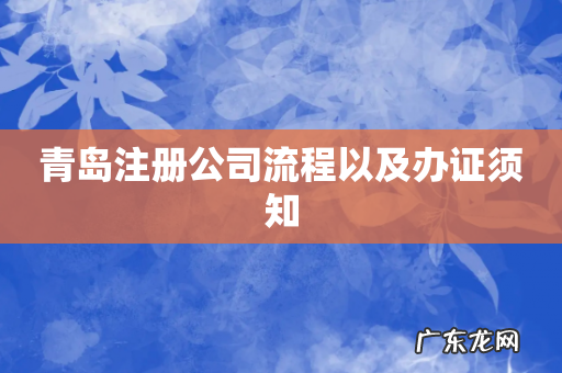 青岛注册公司流程以及办证须知