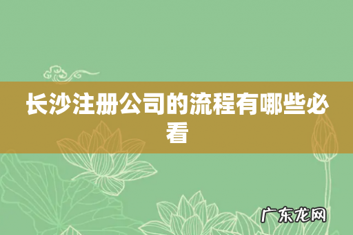 长沙注册公司的流程有哪些必看