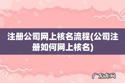 公司注册如何网上核名 注册公司网上核名流程