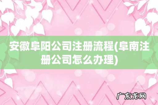 阜南注册公司怎么办理 安徽阜阳公司注册流程